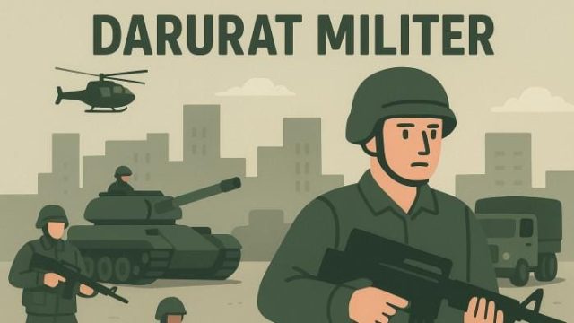 DARURAT MILITER - Ramai Soal Kebijakan Darurat Militer, Apa Artinya? Ini Hal yang Membatasi Masyarakat. Ilustrasi darurat militer. (Chatgpt.com/Ai/ Lulu Aulia Lisaholith)